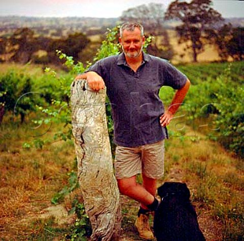 Chris Ringland winemaker for Rockford and owner    winemaker of Three Rivers Shiraz in his vineyard in   the Eden Valley South Australia  Barossa Valley