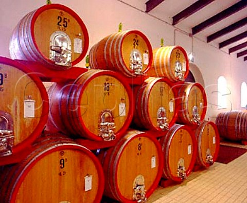 Austrian and Italian oak botti in chai of   Il Molino di Grace Panzano in Chianti Tuscany   Italy         Chianti Classico