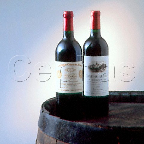 Bordeaux France  bottles of Stmilion red wine  Cheval Blanc 1964 Ausone 1997