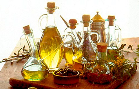 Bottles of olive oil from Umbria Italy