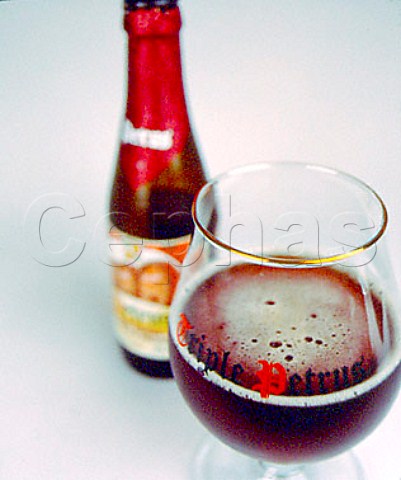 Bottle and glass of Petrus Old Brown beer   HarelbekeBavikhove Belgium