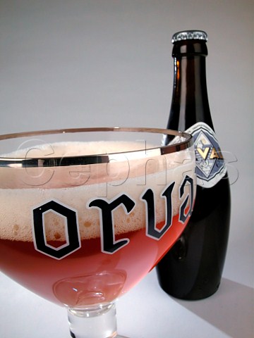 Bottle and glass of Orval Trappist ale Florenville   Belgium