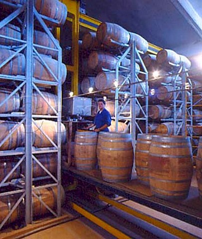 Lift for stacking barrels in bodega of CVNE   Haro La Rioja Spain   Rioja