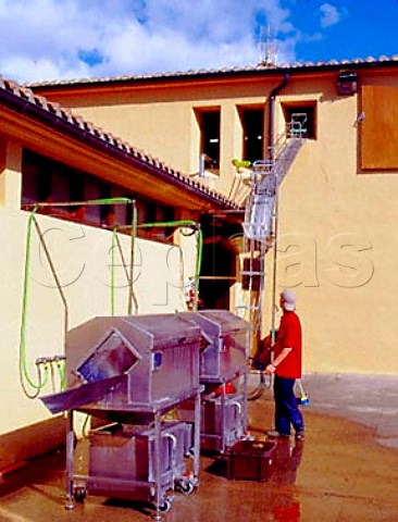 Machine for washing harvesting crates at the   meticulous gravityfed bodega of   Fernando Remrez de Ganuza   Samaniego Alava Spain   Rioja Alavesa