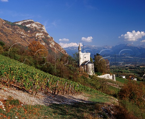 One of the Tours de Chignin amidst the vineyards Chignin Savoie France