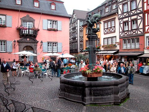 Market square and fountain Cochem Mosel Germany