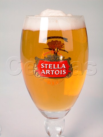 Glass of Stella Artois lager Leuven Belgium