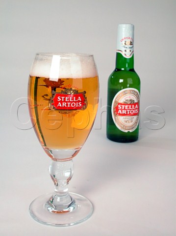 Glass and bottle of Stella Artois lager   Leuven Belgium