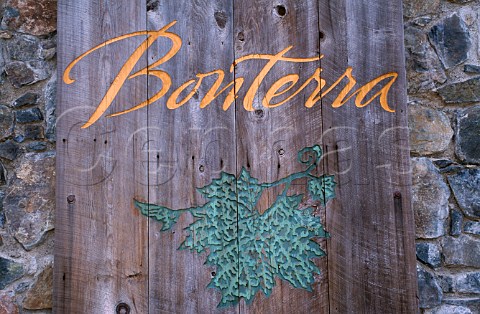 Sign at entrance to organic vineyard of   Bonterra Ukiah Mendocino Co   California
