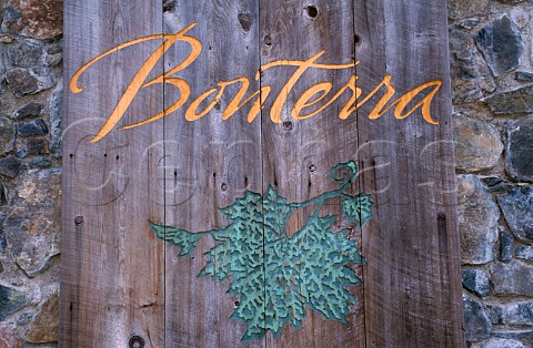 Sign at entrance to organic vineyard of   Bonterra Ukiah Mendocino Co   California
