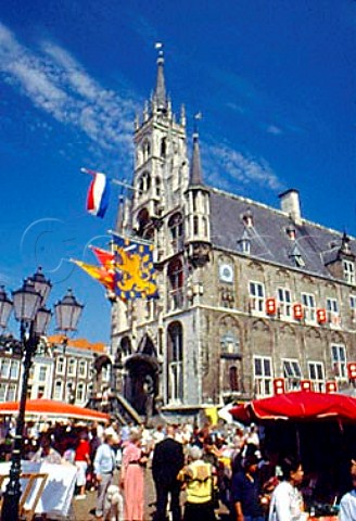 Gothic Stadhuis Town Hall in the   middle of the market square Gouda   Netherlands
