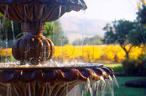 Fountain in gardens of FerrariCarano   winery Healdsburg Sonoma Co   California   Dry Creek Valley AVA