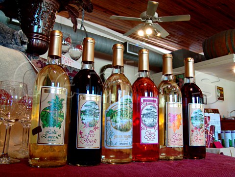 Selection of wines on display at the Eden Vineyards   Winery Alva Florida USA