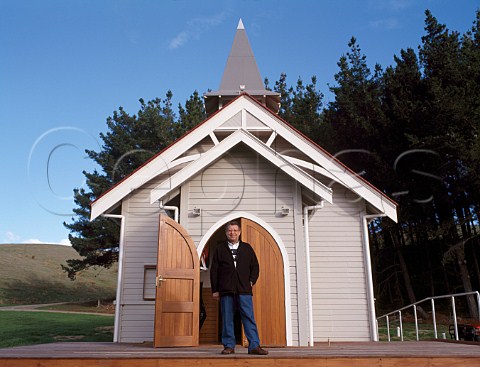 JeanMarie Bourgeois of Clos Henri at the door of  the reconstructed church which is his tasting room   Renwick Marlborough New Zealand