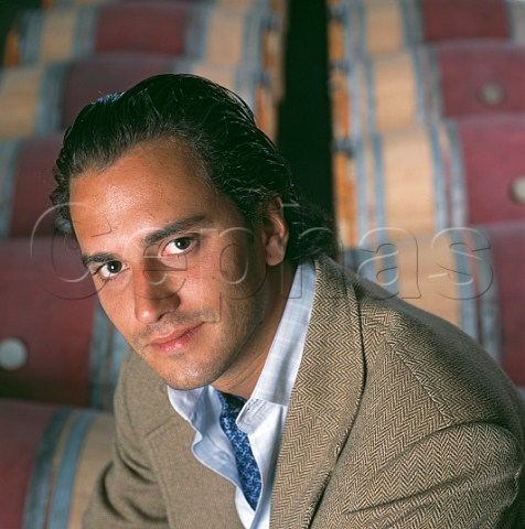 Edouard Moueix of Etablissements JeanPierre Moueix in the barrel cellar of Dominus Yountville Napa Valley California