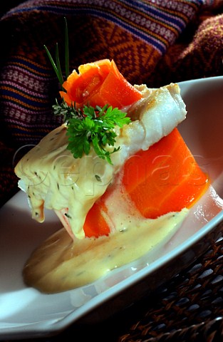 Cod and carrots with barnaise sauce
