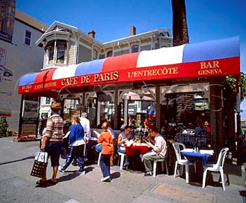 Outdoor dining at Caf de Paris on Union Street   San Francisco California