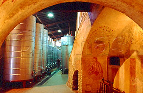 Stainless steel tanks in the cellar of   Fratelli Berlucchi Borgonato di   Cortefranca Lombardy Italy  Franciacorta