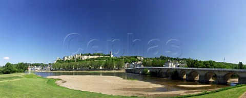 12th century Chteau at Chinon viewed across the   Vienne River IndreetLoire France Touraine
