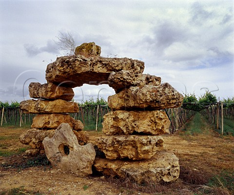 Sculpture of rocks which were excavated prior to the   planting of a vineyard  Sella  Mosca Alghero Sardinia Italy