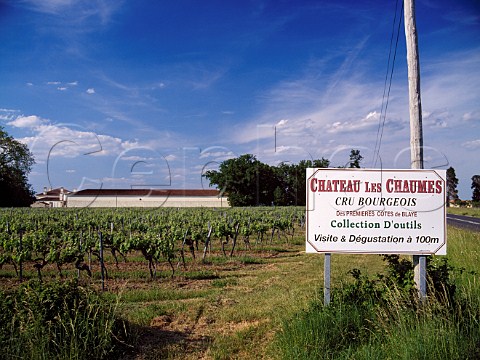 Sign for Chteau Les Chaumes a   cru bourgeois property  Gironde France     Premires Ctes de Blaye  Bordeaux