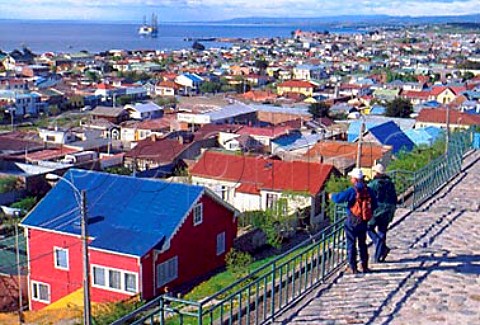 View over Punta Arenas  the worlds southernmost   city   Patagonia Chile