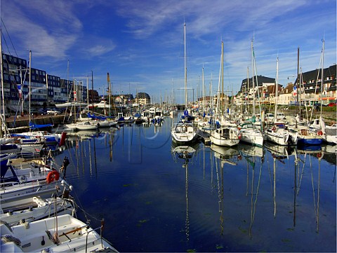 Yachts moored in the marina at CourseullessurMer    Calvados France  BasseNormandie