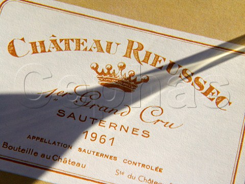 Label from bottle of 1961 Chteau Rieussec Sauternes