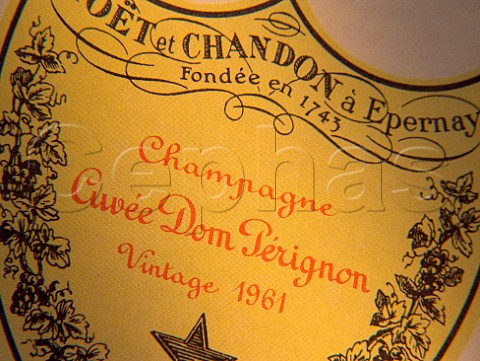Label from bottle of 1961 Dom Prignon champagne
