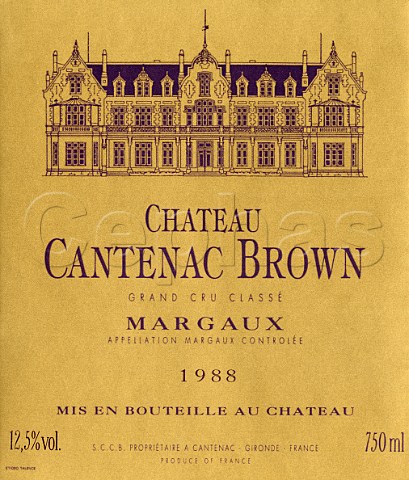 Wine label of Chteau CantenacBrown 1988  Margaux  Bordeaux