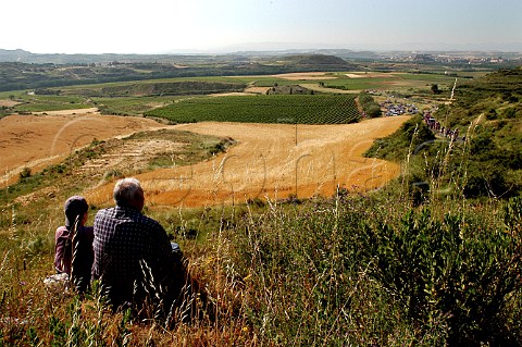 Couple admiring the scenery near Haro La Rioja   Spain