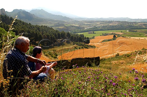 Couple admiring the scenery near Haro La Rioja   Spain