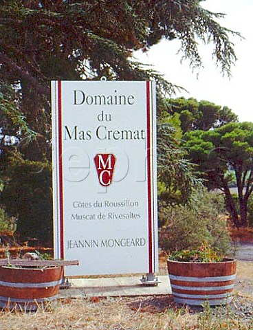 Sign at entrance to Domaine du Mas Crmat  Rivesaltes PyrnesOrientales France   Ctes du RoussillonVillages