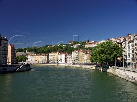 Houses overlooking the Rhne river in Lyon  Rhne France  RhneAlpes