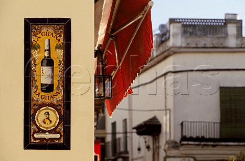 Ceramic advert for La Gitana Manzanilla   Sanlcar de Barrameda Andaluca Spain   Sherry