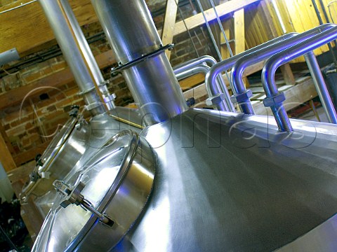 Stainless steel fermentation tanks at Hogs Back   Brewery Tongham Surrey England