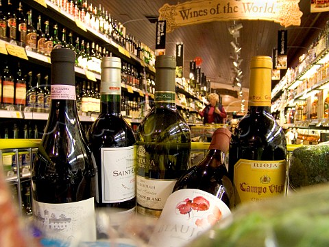 Selection of wine in UK supermarket trolley