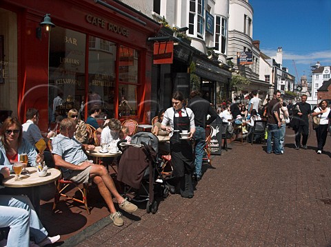 Outdoor seating at a restaurant in Brighton East  Sussex England