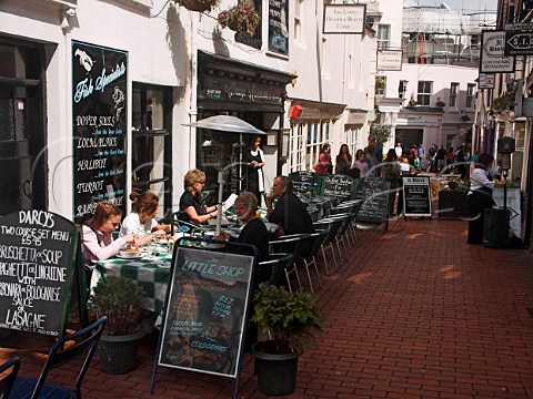Outdoor seating at a restaurant in Market Street  Brighton East Sussex England