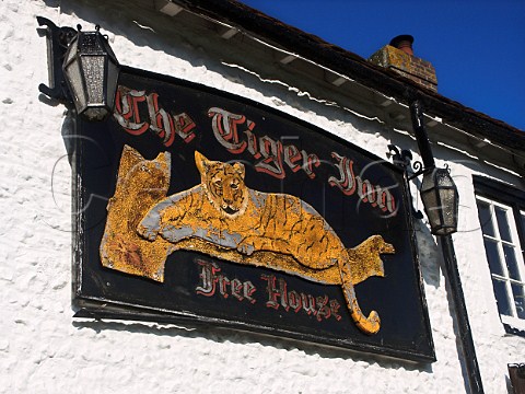 Sign outside the Tiger Inn public house East Dean   East Sussex England