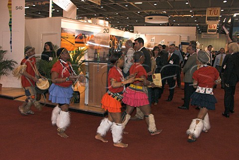 Group of dancers at the London International Wine    Spirits Fair 2005