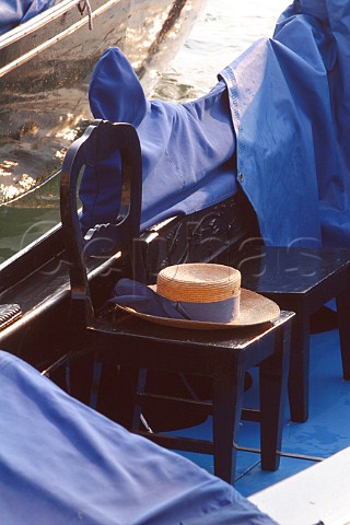 Gondoliers hat on chair  Venice Italy