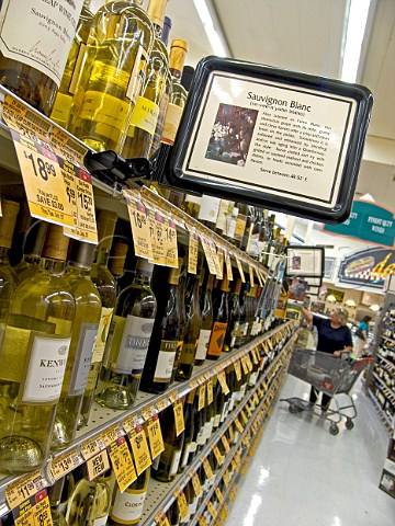 Wine aisle in supermarket California
