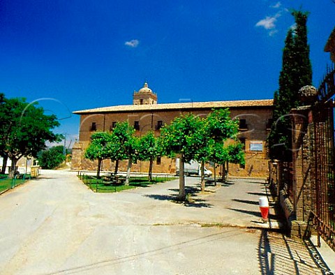 The courtyard of Monasterio de Irache which built   Bodegas Irache in 1891 Estella Spain Navarra
