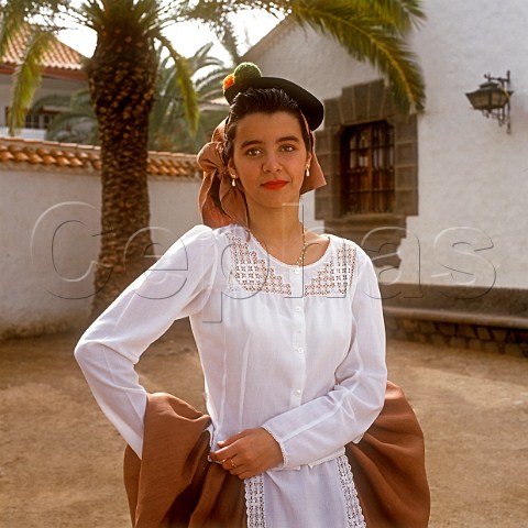 Teenage girl in traditional Canary dancing costume at the Pueblo Canario Las Palmas Gran Canaria Spain