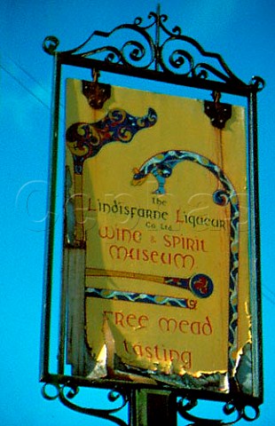 Sign for the Lindisfarne Liqueur Wine    Spirit Museum BerwickuponTweed   England
