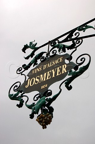 Wrought iron sign on facade of Josmeyer   Wintzenheim Alsace HautRhin France