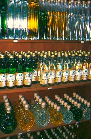 Bottles of liqueur on sale in the Kitron  Distillery Naxos Cyclades Islands  Greece