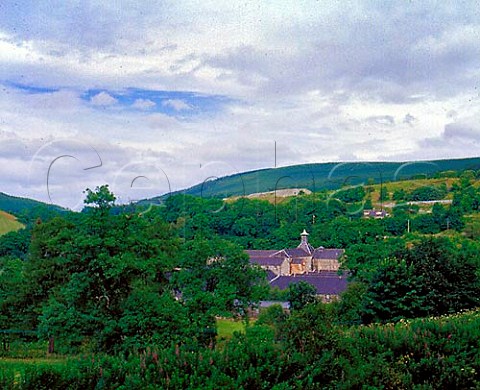 Pagoda of the Parkmoor Distillery among trees in the   Dullan Valley on the edge of Dufftown  Banffshire Scotland Speyside