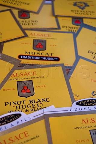 Hugel  Fils trademark yellow wine labels   Riquewihr HautRhin Alsace France